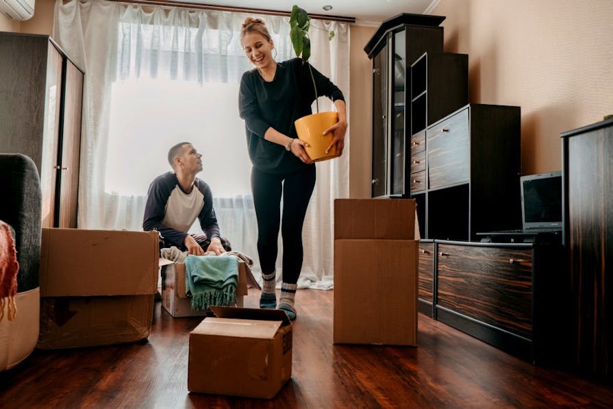 Couple moving into new house